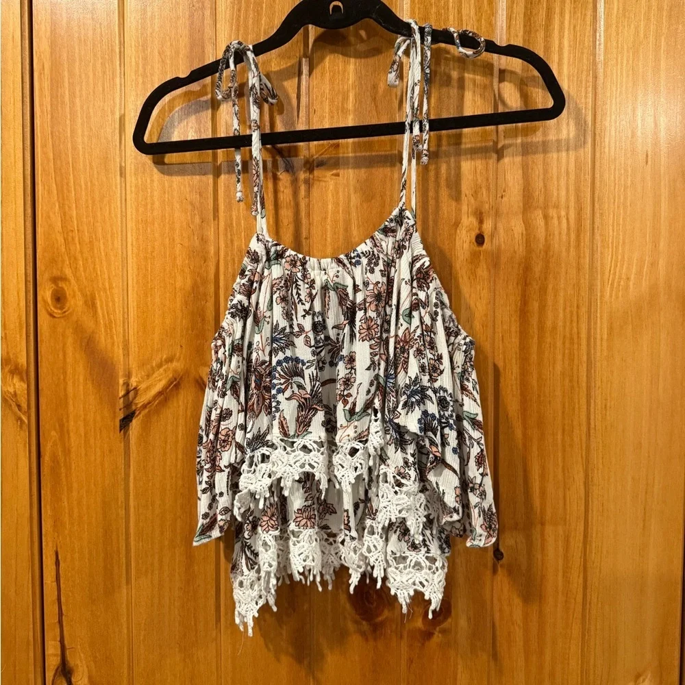 Boot Barn x All Things Are Possible Floral Off-Shoulder Top with Lace Trim - Picture 2 of 4